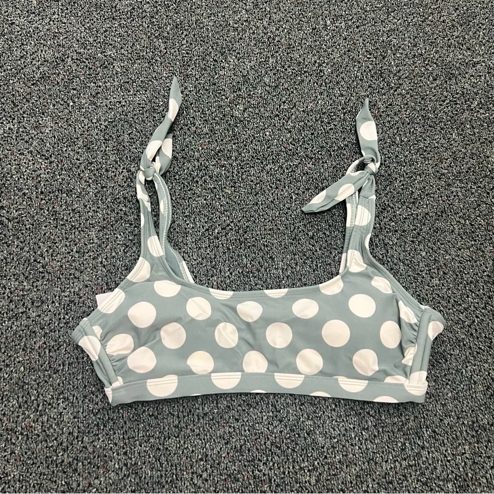 TARGET Green & White Polka Dot Bow Tie Shoulder Retro Bikini Top Removable Cup L - Picture 6 of 16